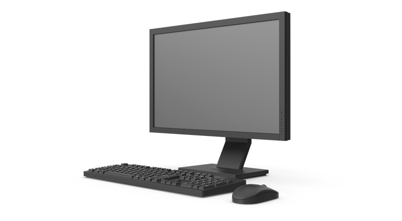 Computer screen and keyboard